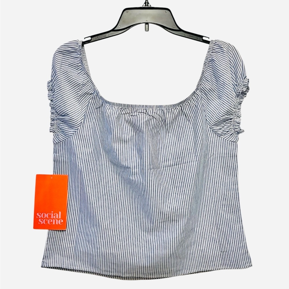 Social Scene Blue Striped Women's Top